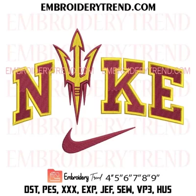 Arizona State Sun Devils x Nike Embroidery Design, NCAA Logo Machine Embroidery Digitized Pes Files