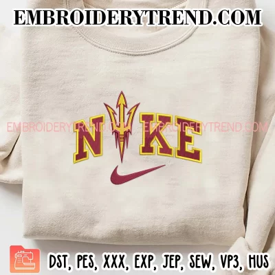 Arizona State Sun Devils x Nike Embroidery Design, NCAA Logo Machine Embroidery Digitized Pes Files