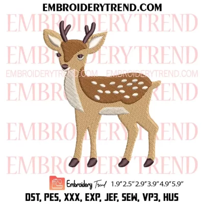 Baby Deer Embroidery Design, Animal Machine Embroidery Digitized Pes Files