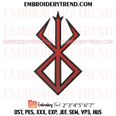 Berserk Logo Embroidery Design, Anime Machine Embroidery Digitized Pes Files