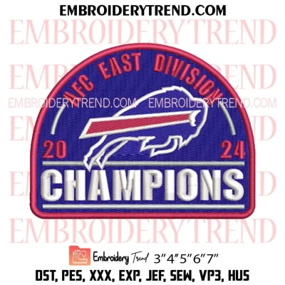 Buffalo Bills 2024 AFC East Division Champions Embroidery Design, Football Buffalo Bills Machine Embroidery Digitized Pes Files