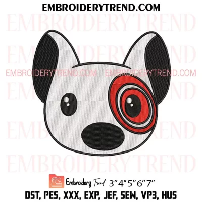 Bullseye Santa Cute Dog Embroidery Design, Merry Christmas Bullseye Dog Machine Embroidery Digitized Pes Files