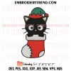 Cat in Stocking Christmas Embroidery Design, Gift Cat Lover Machine Embroidery Digitized Pes Files