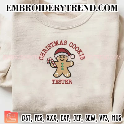 Christmas Cookie Baker Tester Embroidery Design, Christmas Gingerbread Machine Embroidery Digitized Pes Files