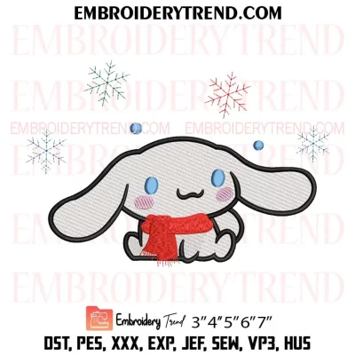 Cinnamoroll Christmas Embroidery Design, Cute Cinnamoroll Sanrio Machine Embroidery Digitized Pes Files