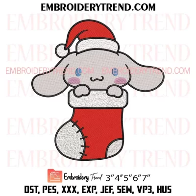 Cinnamoroll with Christmas Gift Embroidery Design, Cinnamoroll Santa Holiday Machine Embroidery Digitized Pes Files