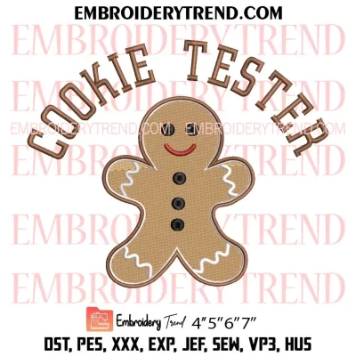 Cookie Tester Embroidery Design, Gingerbread Machine Embroidery Digitized Pes Files