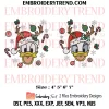 Couple Mickey Minnie Face Reindeer Christmas Embroidery Design, Bundle Mickey Minnie Santa Hat Machine Embroidery Digitized Pes Files