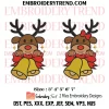 Cute Boy Reindeer Christmas Embroidery Design, Reindeer and Christmas Bells Machine Embroidery Digitized Pes Files