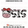 Girl Cow One Birthday Embroidery Design, Cute Gift 1st Birthday Machine Embroidery Digitized Pes Files