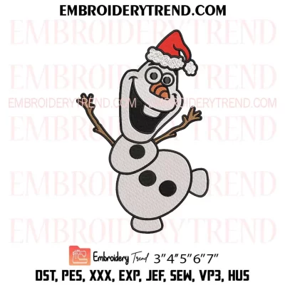 Cute Olaf Frozen Christmas Embroidery Design, Funny Snowman Machine Embroidery Digitized Pes Files