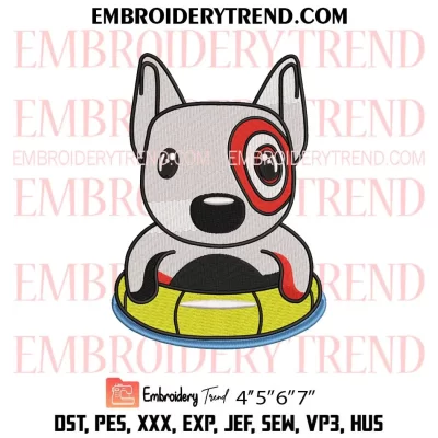 Bullseye Dog and Drink Embroidery Design, Target Bullseye Dog Team Member Machine Embroidery Digitized Pes Files