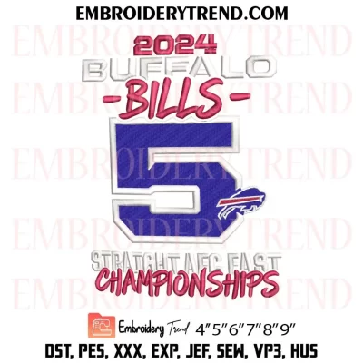 Fanatics Buffalo Bills 5 Straight AFC East Division Champions Embroidery Design, Buffalo Bills Fan Machine Embroidery Digitized Pes Files