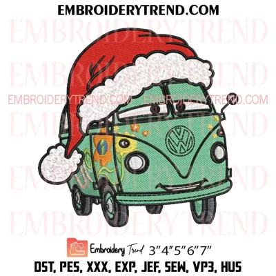 Fillmore Cars Christmas Embroidery Design, Santa Pixar Cars Xmas Machine Embroidery Digitized Pes Files