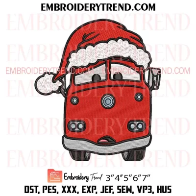 Fire Truck Cars Christmas Embroidery Design, Santa Pixar Cars Xmas Machine Embroidery Digitized Pes Files