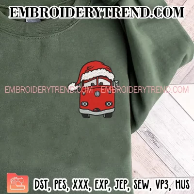 Fire Truck Cars Christmas Embroidery Design, Santa Pixar Cars Xmas Machine Embroidery Digitized Pes Files