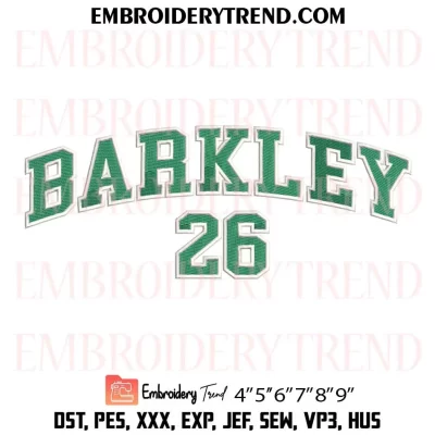 Football Saquon Barkley 26 Embroidery Design, Philadelphia Eagles Machine Embroidery Digitized Pes Files