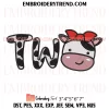 Cow Two Birthday Embroidery Design, Gift 2st Birthday Machine Embroidery Digitized Pes Files