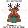 Couple Reindeer with Christmas Gift Embroidery Design, Bundle Reindeer Xmas Machine Embroidery Digitized Pes Files