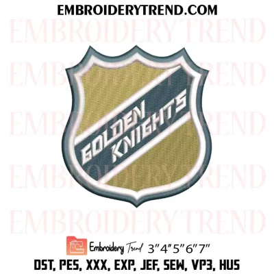 Golden Knights Shield Embroidery Design, NHL Sport Machine Embroidery Digitized Pes Files