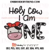 Holy Cow I Am Two Embroidery Design, Boy Gift Birthday Machine Embroidery Digitized Pes Files