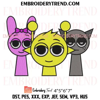 Incredibox Sprunki Pinki x Simon x Gray Embroidery Design, Sprunki Game Machine Embroidery Digitized Pes Files