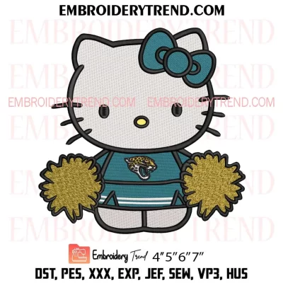 Jacksonville Jaguars Hello Kitty Cheerleader Embroidery Design, American Football Fan Machine Embroidery Digitized Pes Files