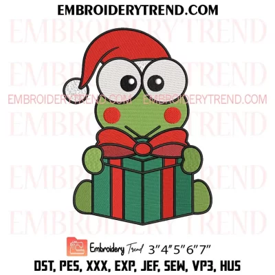 Keroppi in Stocking Christmas Embroidery Design, Keroppi Reindeer Machine Embroidery Digitized Pes Files