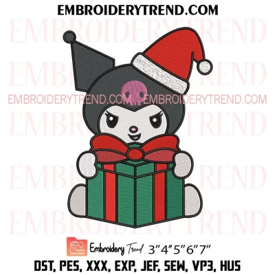 Kuromi Christmas Embroidery Design, Cute Sanrio Kuromi Machine Embroidery Digitized Pes Files