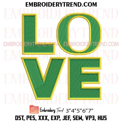 Love Oregon Ducks Embroidery Design, NCAA Football Logo Machine Embroidery Digitized Pes Files