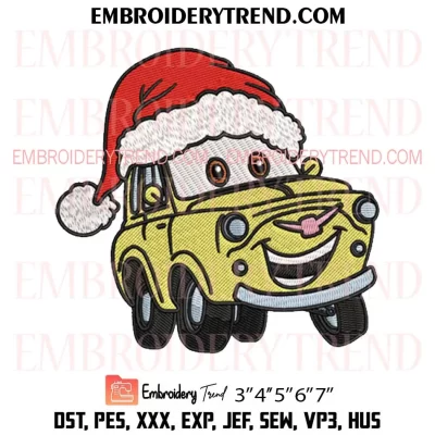 Luigi Cars Christmas Embroidery Design, Santa Pixar Cars Xmas Machine Embroidery Digitized Pes Files