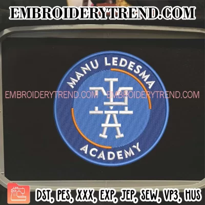 Manu Ledesma Academy Logo Embroidery Design, Soccer Machine Embroidery Digitized Pes Files