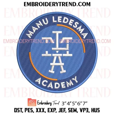 Manu Ledesma Academy Logo Embroidery Design, Soccer Machine Embroidery Digitized Pes Files