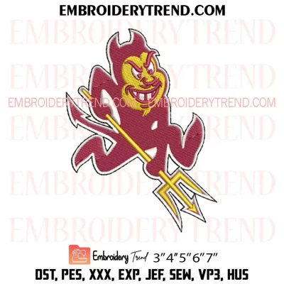 Mascot Arizona State Sun Devils Embroidery Design, NCAA Football Machine Embroidery Digitized Pes Files