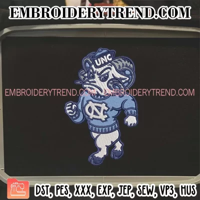 Mascot North Carolina Tar Heels Embroidery Design, UNC Tar Heels Logo Machine Embroidery Digitized Pes Files