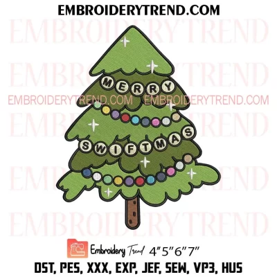 Merry Swiftmas Tree Embroidery Design, Christmas Taylor Swift Machine Embroidery Digitized Pes Files