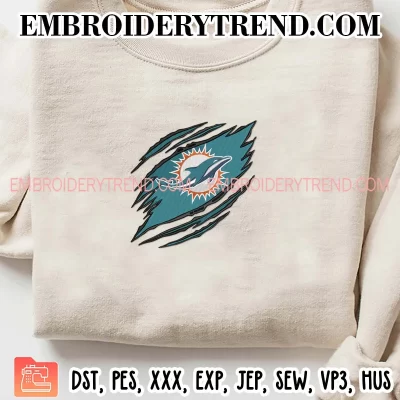 Miami Dolphins Claw Embroidery Design, NFL Sport Machine Embroidery Digitized Pes Files