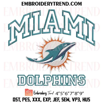 Miami Dolphins Embroidery Design, NFL Dolphins Machine Embroidery Digitized Pes Files