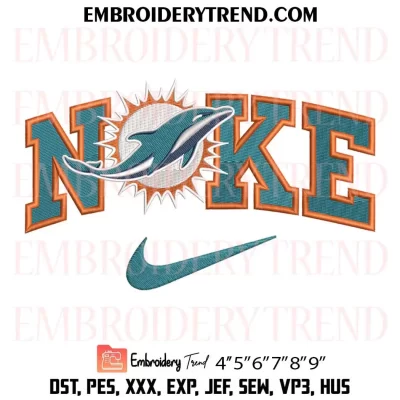 Miami Dolphins x Nike Embroidery Design, NFL Logo Football Machine Embroidery Digitized Pes Files