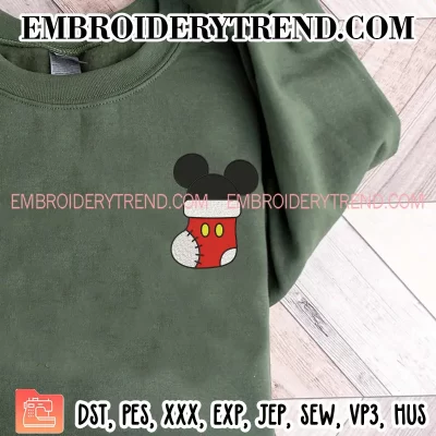 Mickey in Stocking Christmas Embroidery Design, Disney Mouse Christmas Machine Embroidery Digitized Pes Files