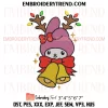 Pompompurin Reindeer Christmas Embroidery Design, Pompompurin and Christmas Bells Machine Embroidery Digitized Pes Files