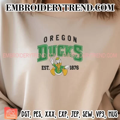 NCAA Oregon Est 1876 Embroidery Design, Oregon Ducks Football Machine Embroidery Digitized Pes Files