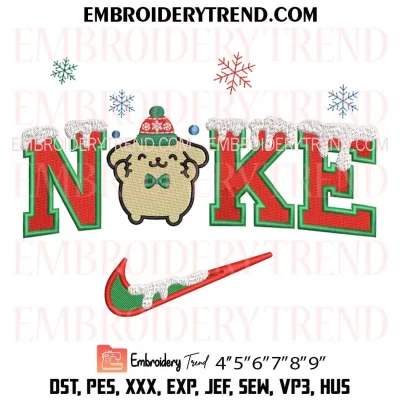 Nike Pompompurin Christmas Embroidery Design, Cinnamoroll Sanrio Machine Embroidery Digitized Pes Files