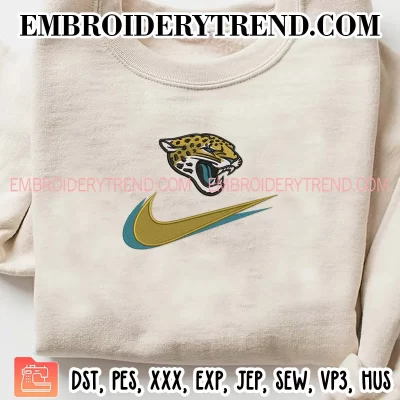 Nike Swoosh Jacksonville Jaguars Embroidery Design, Football Team Machine Embroidery Digitized Pes Files