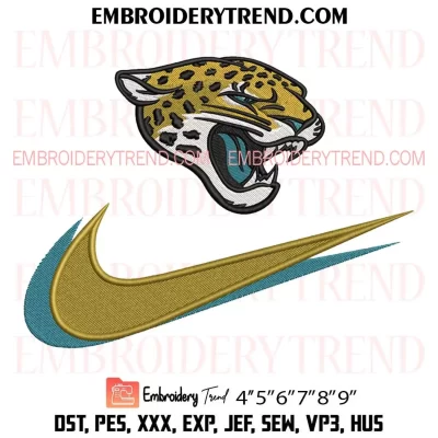 Nike Swoosh Jacksonville Jaguars Embroidery Design, Football Team Machine Embroidery Digitized Pes Files