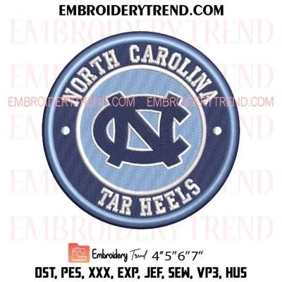 North Carolina Tar Heels Circle Logo Embroidery Design, NBA Team Machine Embroidery Digitized Pes Files