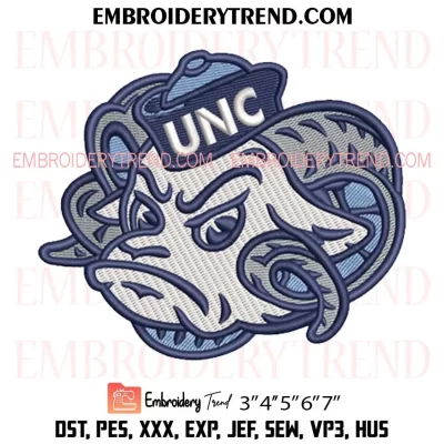 North Carolina Tar Heels Mascot Logo Embroidery Design, NCAA Logo Machine Embroidery Digitized Pes Files