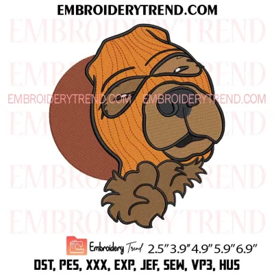 Orange Dog in Balaclava Embroidery Design, Animal Machine Embroidery Digitized Pes Files