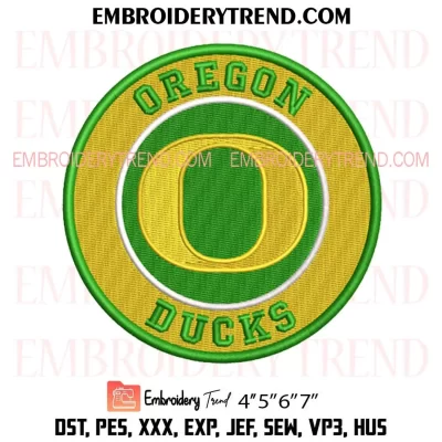 Oregon Ducks Circle Logo Embroidery Design, Oregon Ducks Football Machine Embroidery Digitized Pes Files