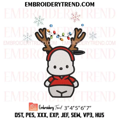 Pochacco Christmas Embroidery Design, Cute Pochacco Sanrio Machine Embroidery Digitized Pes Files